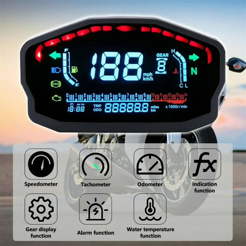 Motorcycle Universal LED LCD Speedometer Digital Backlight Odometer For 1,2,4 Cylinders For BMW Honda Ducati Kawasaki Yamaha
Motorcycle Universal LED LCD Speedometer Digital Backlight Odometer For 1,2,4 Cylinders For BMW Honda Ducati Kawasaki Yamaha