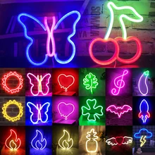 USB/Battery LED Neon Lights Sign for Wall Art Decor Heart Gaming Bar Bedroom Decoration Hanging Neon Sign Party Alien Night Lamp