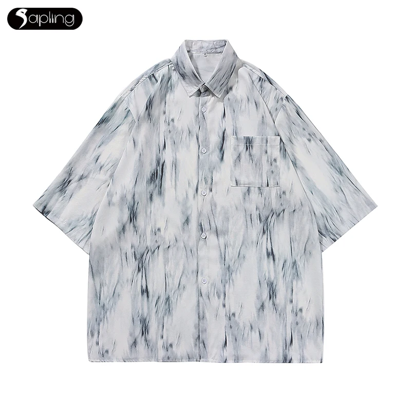 Short-sleeved Shirts Men's Summer Thin Tie-dye Shirt Hong Kong Style Casual Handsome Male Top Loose Fashion Breathable Men Coats
Short-sleeved Shirts Men's Summer Thin Tie-dye Shirt Hong Kong Style Casual Handsome Male Top Loose Fashion Breathable Men Coats