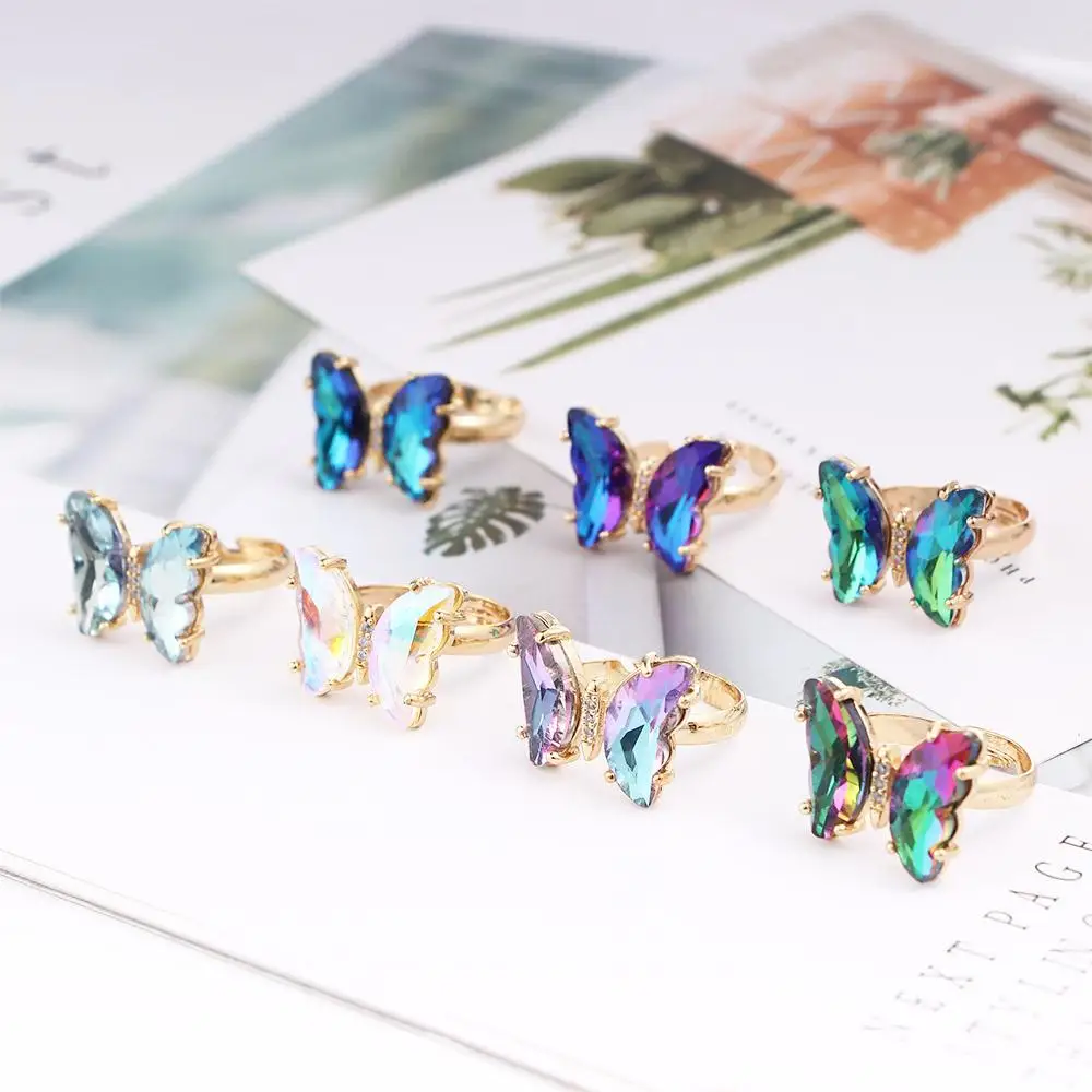Temperament Women Gradient Color Girls Crystal Butterfly Open Ring Finger Rings Fashion Jewelry
Temperament Women Gradient Color Girls Crystal Butterfly Open Ring Finger Rings Fashion Jewelry