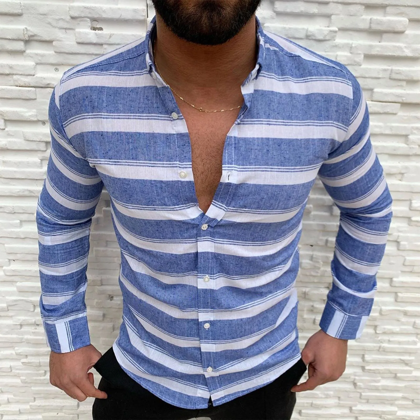 Men'S Autumn And Winter Casual Cardigan Shirts Men'S Striped Button Lapel Shirt Tops Casual Striped Turning 50 Shirts for Men
Men'S Autumn And Winter Casual Cardigan Shirts Men'S Striped Button Lapel Shirt Tops Casual Striped Turning 50 Shirts for Men