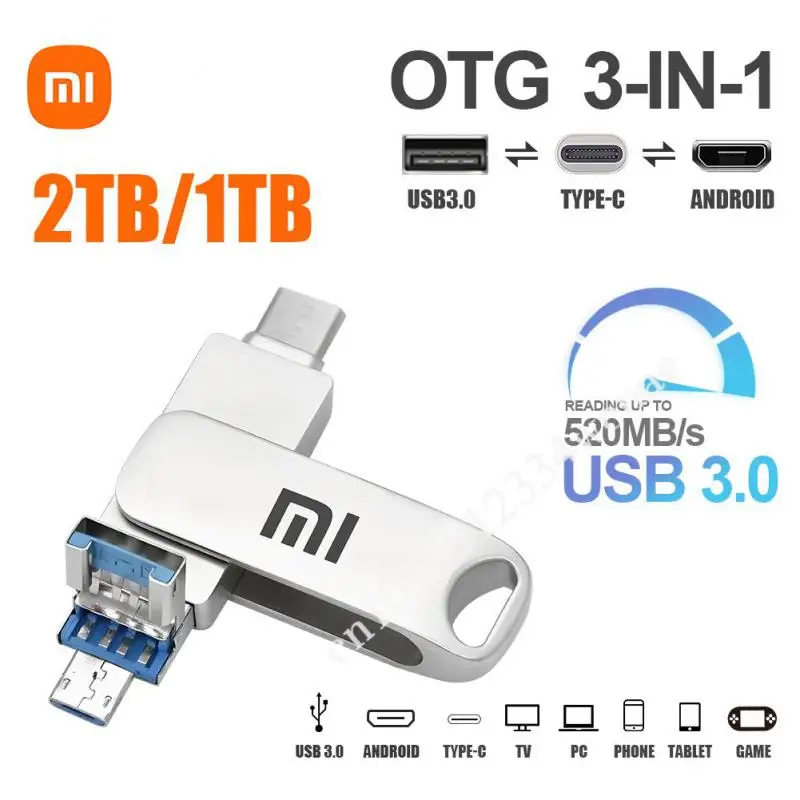 Xiaomi USB3.0 Flash Drive 2TB 1TB High Speed Memory Stick OTG 3-in-1 Metal U Disk Portable USB Storage Stick
Xiaomi USB3.0 Flash Drive 2TB 1TB High Speed Memory Stick OTG 3-in-1 Metal U Disk Portable USB Storage Stick