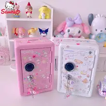 Diy Cartoon Sanrio Kuromi Safe Mini Hello Kitty Storage Box Kawaii Cinnamoroll Desktop Locked Piggy Bank Child Toy Festival Gift
