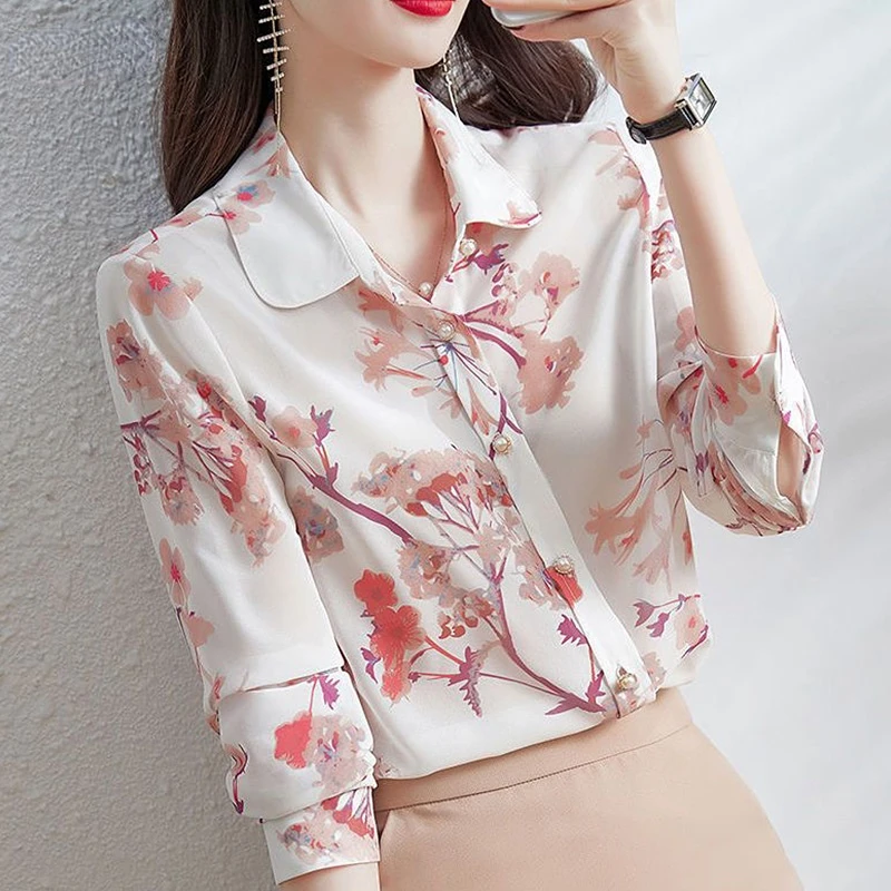 Floral Print Chiffon Shirt Spring Summer Fashion Blouse 2023 Long Sleeve Turn Down Collar Shirt Korean Style Pink Elegant Blouse
Floral Print Chiffon Shirt Spring Summer Fashion Blouse 2023 Long Sleeve Turn Down Collar Shirt Korean Style Pink Elegant Blouse