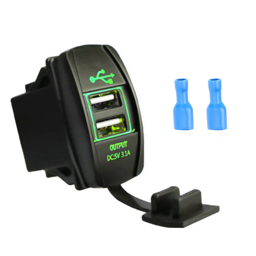 Double USB Power Charger 12-24V 3.1A for Car Boat Motorcycle Universal Green Light
Double USB Power Charger 12-24V 3.1A for Car Boat Motorcycle Universal Green Light