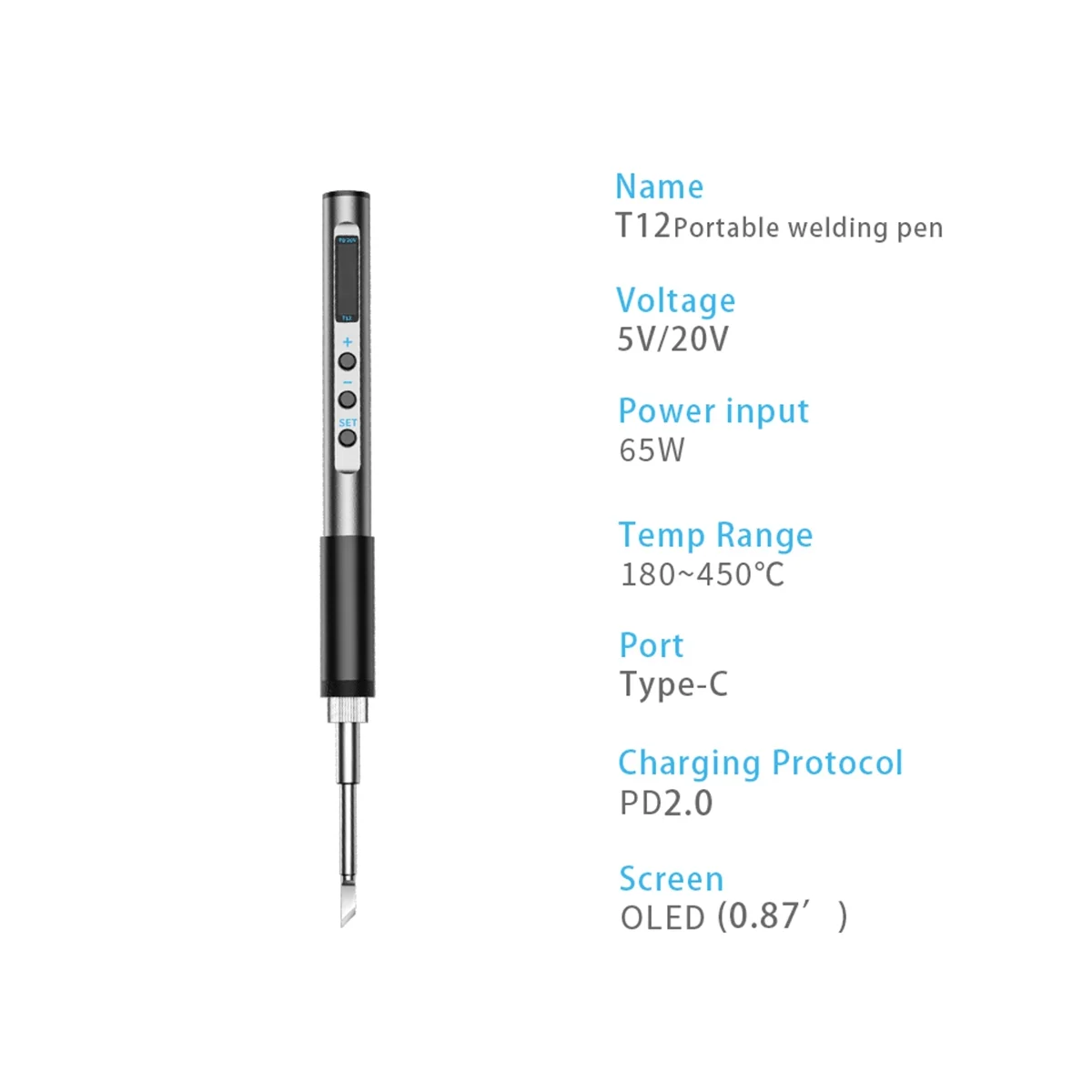 Портативный Электрический паяльник PTS100 T12 5-20 в PD65W, металлический корпус, регулируемая температура, сварочная станция 
Портативный Электрический паяльник PTS100 T12 5-20 в PD65W, металлический корпус, регулируемая температура, сварочная станция