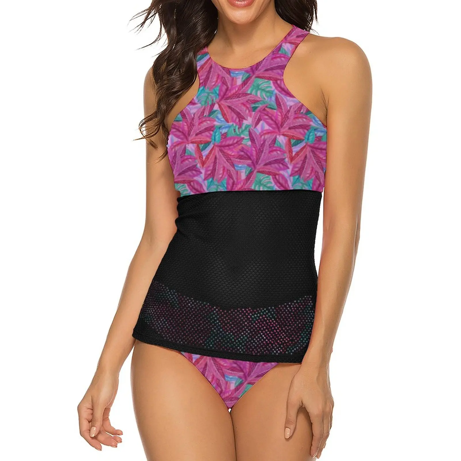 Милый пляжный купальник с принтом листьев розовых листьев, купальник-танкини из двух частей, современные купальные костюмы, спортивные пля... 
Милый пляжный купальник с принтом листьев розовых листьев, купальник-танкини из двух частей, современные купальные костюмы, спортивные пля...