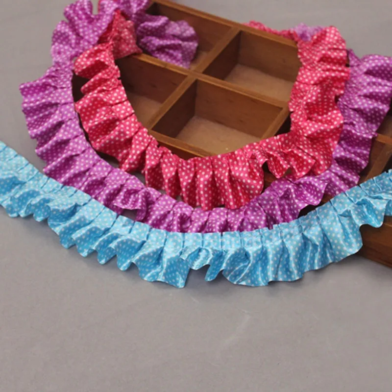 40Yards/Lot 4cm Wide Pleated Satin Lace Printed Dots Ruffle Ribbon Edge Trim For Collar Applique Sofa Curtain Diy for Sewing
40Yards/Lot 4cm Wide Pleated Satin Lace Printed Dots Ruffle Ribbon Edge Trim For Collar Applique Sofa Curtain Diy for Sewing