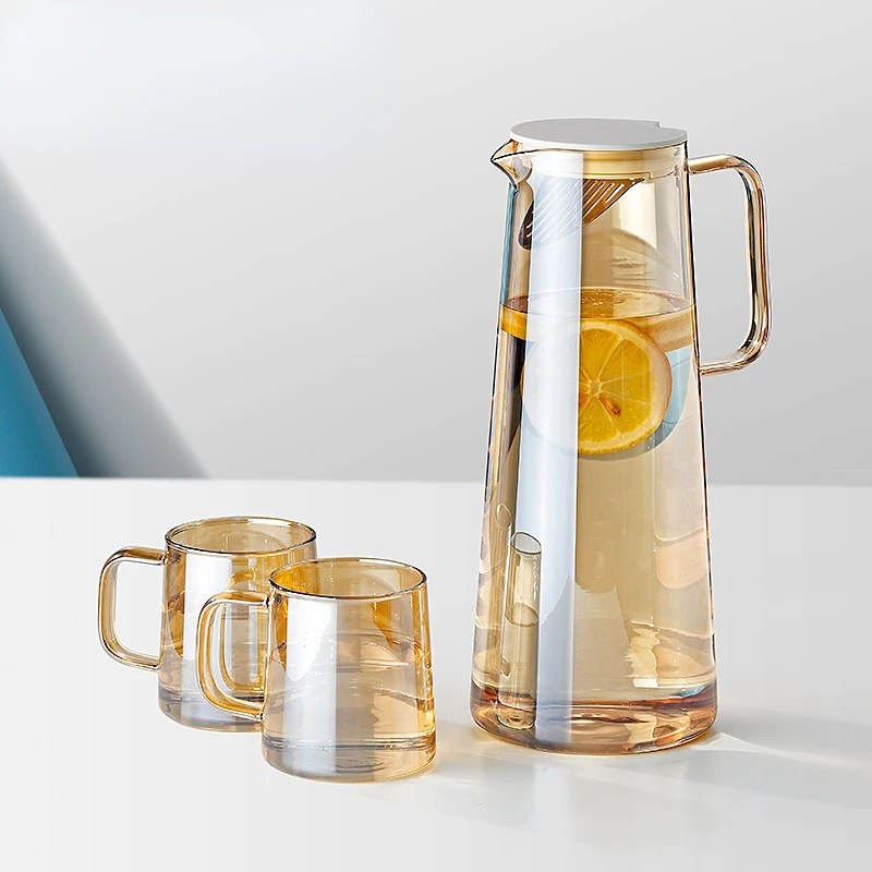 Household Glass Cold Kettle Nordic 1.8L Amber Glass Water Jug Heat Resistant Glass Tea Set Water Carafe Pots Pitcher Juice Cups
Household Glass Cold Kettle Nordic 1.8L Amber Glass Water Jug Heat Resistant Glass Tea Set Water Carafe Pots Pitcher Juice Cups