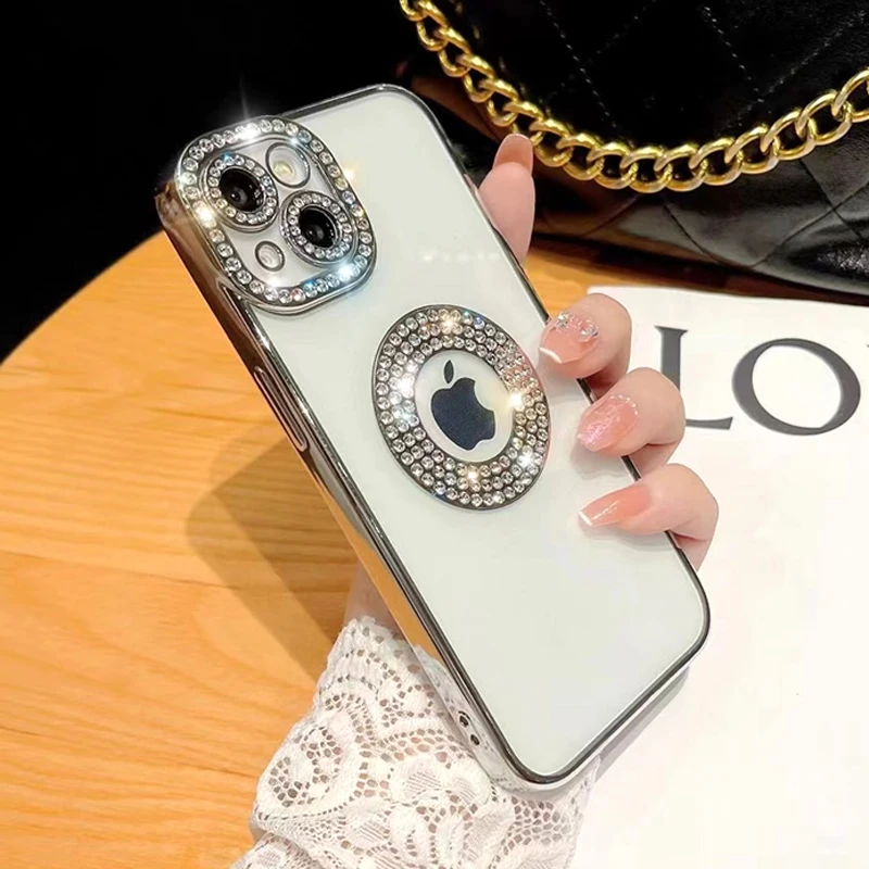 

Luxury Glitter Diamond Crystal Transparent Case For iPhone 14 13 12 11 Pro Max iPhone13 13Pro ProMax Clear Soft Cover Girl Women