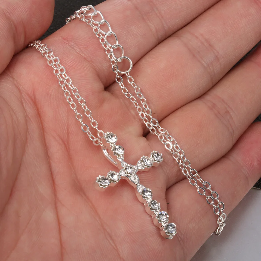 Holy Silver Color Alloy Rhinestones Jesus Cross Pendant Necklace Classic Light Women Men Chain Jewelry Gift
Holy Silver Color Alloy Rhinestones Jesus Cross Pendant Necklace Classic Light Women Men Chain Jewelry Gift