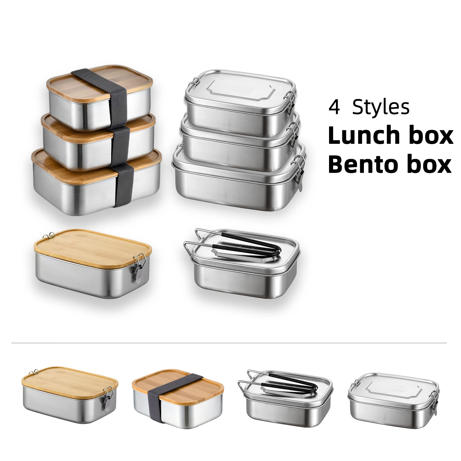 Lunch Box Japanese Bento 304 Stainless Steel Bamboo Wood Lid Portable Multifunctional fresh-keeping box sealed leak-proof
Lunch Box Japanese Bento 304 Stainless Steel Bamboo Wood Lid Portable Multifunctional fresh-keeping box sealed leak-proof