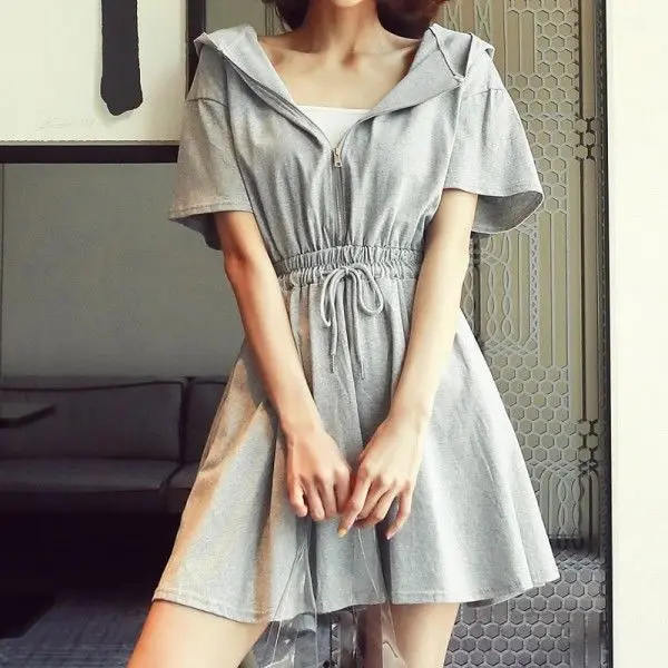 2023 Spring and Summer New Solid Color Dress Lace-up Hooded Dress Loose Short Slim Casual Short Sleeve Dress Women's Dress
2023 Spring and Summer New Solid Color Dress Lace-up Hooded Dress Loose Short Slim Casual Short Sleeve Dress Women's Dress