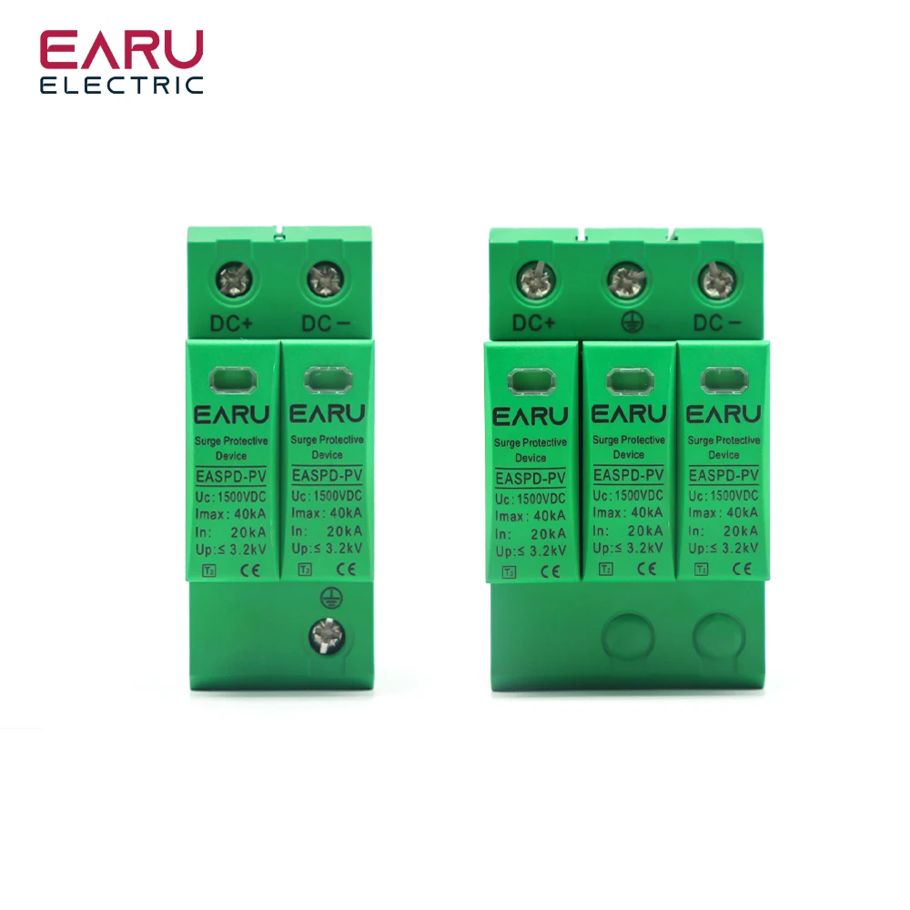 

2P 3P DC SPD 500V 800V 1000V 1200V 20KA~40KA Din Rail Solar Outdoor Power Protection Protective Device Surge Protector Surge