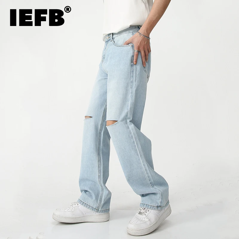 IEFB Worn Out Jeans Fashion Men's Hole Denim Pants Korean Trendy Male Casual Gradient Trousers Straright Pants Summer Tide 9S6 
IEFB Worn Out Jeans Fashion Men's Hole Denim Pants Korean Trendy Male Casual Gradient Trousers Straright Pants Summer Tide 9S6