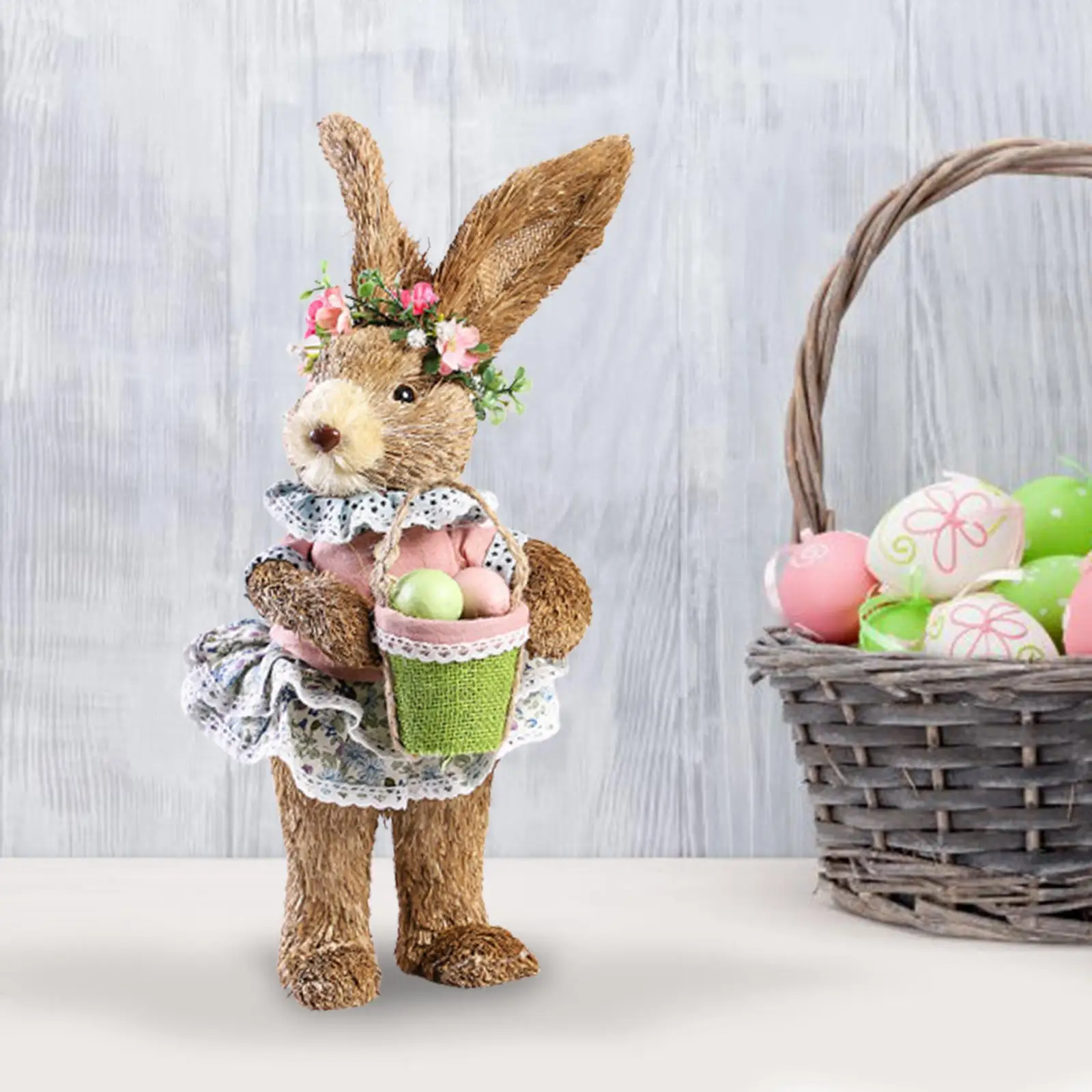Lovely Straw Easter Rabbit Bunny Statue Standing Animal Art Photo Props Decoration for Tabletop Festival Outdoor Indoor Garden
Lovely Straw Easter Rabbit Bunny Statue Standing Animal Art Photo Props Decoration for Tabletop Festival Outdoor Indoor Garden