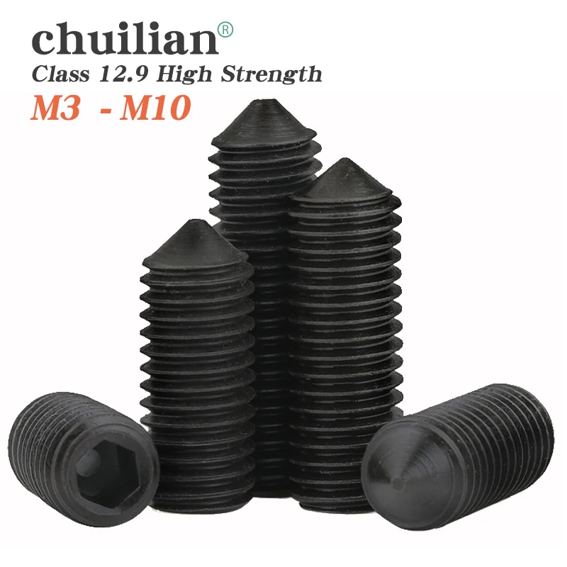 Hex Socket Set Screws M2 M4 M5 M6 M8 M10 M12 Carbon Steel Cone Point Hexagon Set Screws Grade 12.9 Match with Hex Socket Wrench
Hex Socket Set Screws M2 M4 M5 M6 M8 M10 M12 Carbon Steel Cone Point Hexagon Set Screws Grade 12.9 Match with Hex Socket Wrench
