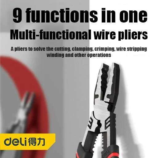 Deli Multifunctional Wire Pliers 8Inch/9Inch/10Inch Labor-saving Type High Life Chrome Vanadium Steel Pliers Vise Hardware Tools
Deli Multifunctional Wire Pliers 8Inch/9Inch/10Inch Labor-saving Type High Life Chrome Vanadium Steel Pliers Vise Hardware Tools