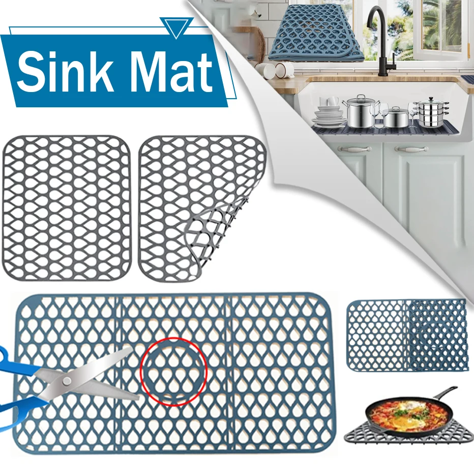 Kitchen Silicone Sink Protector Mat Foldable Non-Slip Sink Mat Quick Drying Dish Drain Pad Cutout Drain Sink Mat Kitchen Accesso
Kitchen Silicone Sink Protector Mat Foldable Non-Slip Sink Mat Quick Drying Dish Drain Pad Cutout Drain Sink Mat Kitchen Accesso