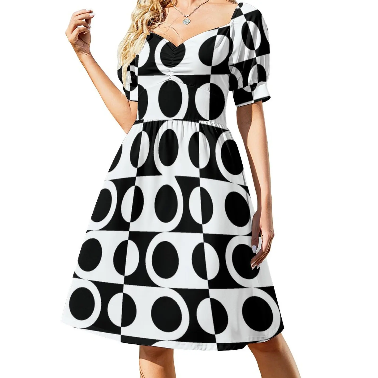 

Черно-белое двухцветное платье в стиле ретро, современные модные красивые платья, женское Повседневное платье с коротким рукавом в эстетике, платья большого размера с V-образным вырезом