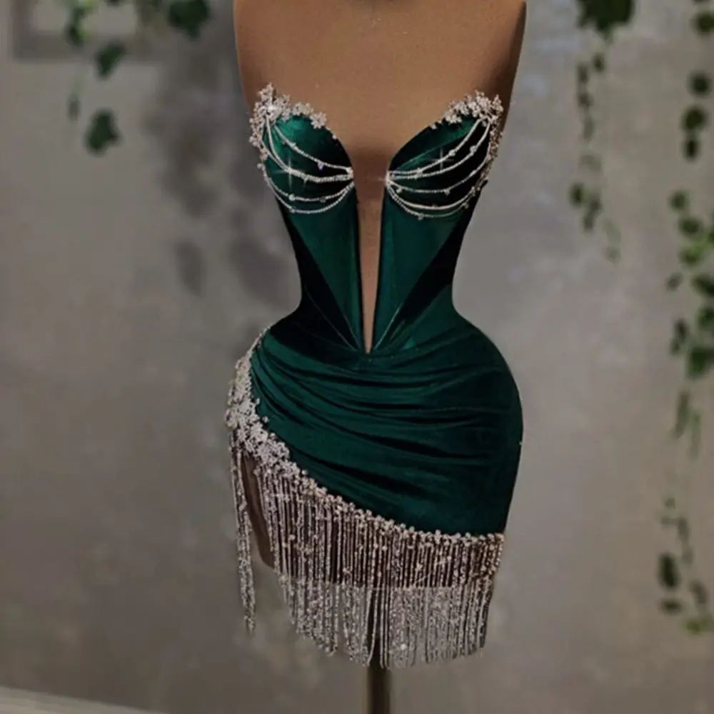 Green Velvet Short Prom Dresses 2022 For Black Girls Sexy Tassel Diamond Birthday Party Dress Beaded Mini Cocktail Homecoming
Green Velvet Short Prom Dresses 2022 For Black Girls Sexy Tassel Diamond Birthday Party Dress Beaded Mini Cocktail Homecoming