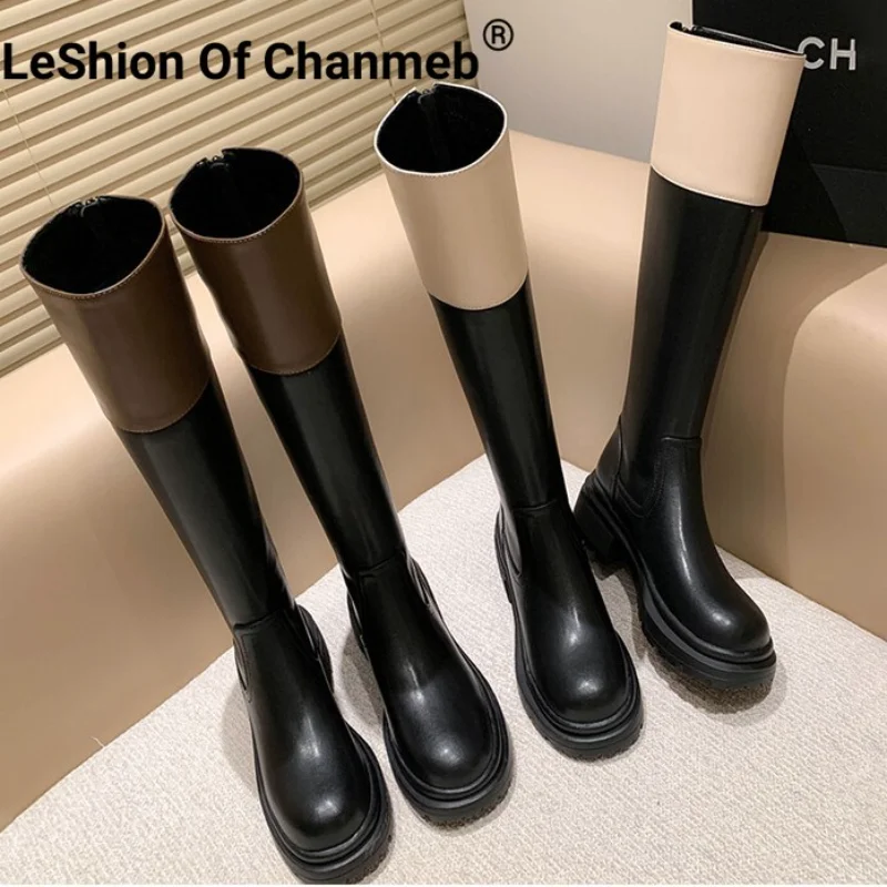 Женские сапоги из коровьего спилка на молнии, до колена, на платформе 
Женские сапоги из коровьего спилка на молнии, до колена, на платформе