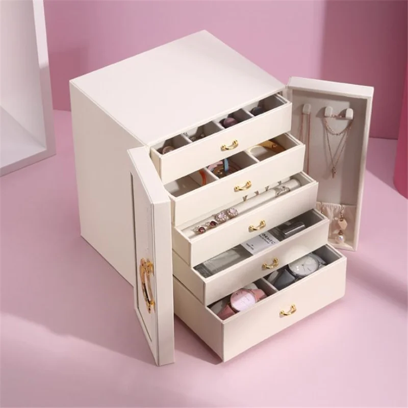 Jewelry Organizer Box Display 5 Layer Large Capacity Double Door PU Leather Drawer Storage Box Cases for Earrings Necklace
Jewelry Organizer Box Display 5 Layer Large Capacity Double Door PU Leather Drawer Storage Box Cases for Earrings Necklace
