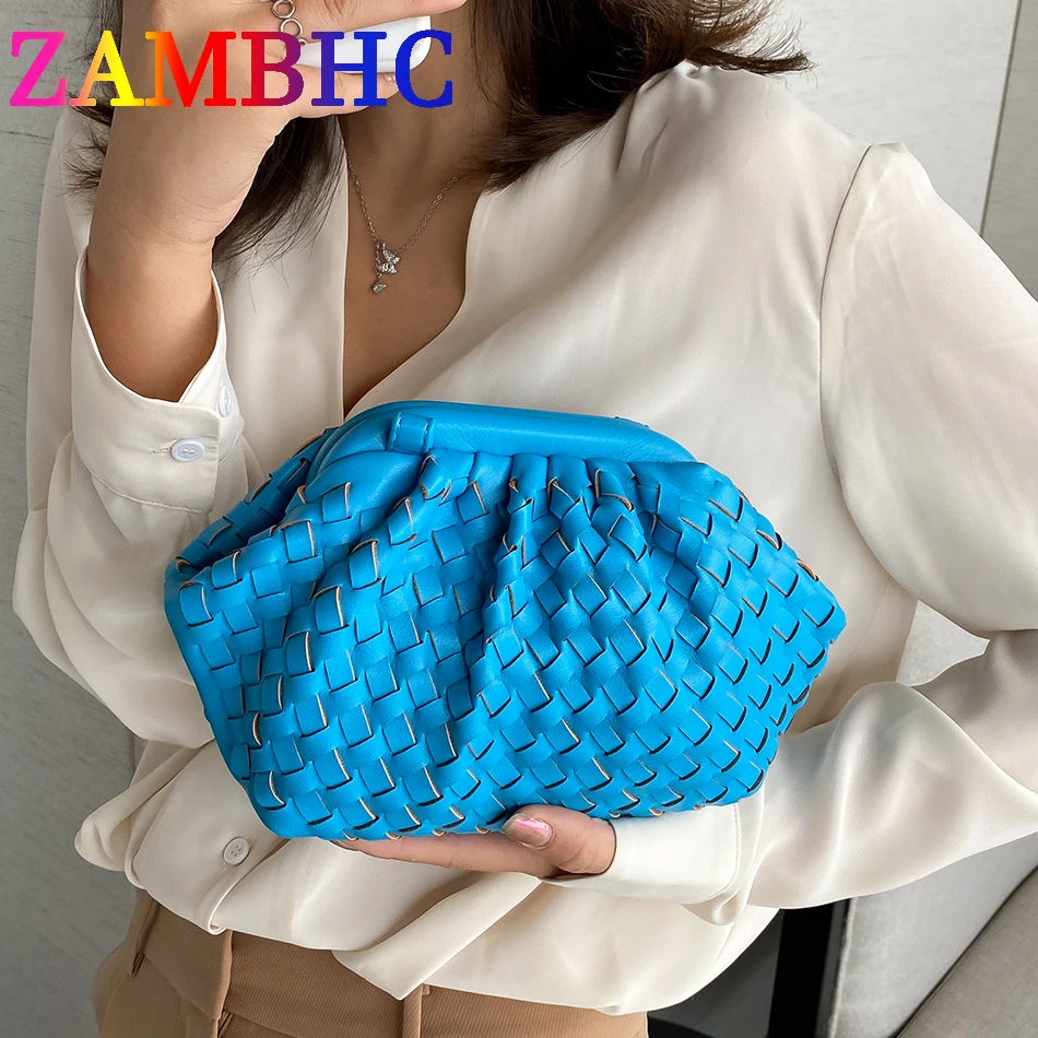 

Luxury Brand Women's Small Cloud Bag Designer Weave PU Leather Shoulder Crossbody Bags 2022 Elegant Ladies Clutch Handbags Hobos