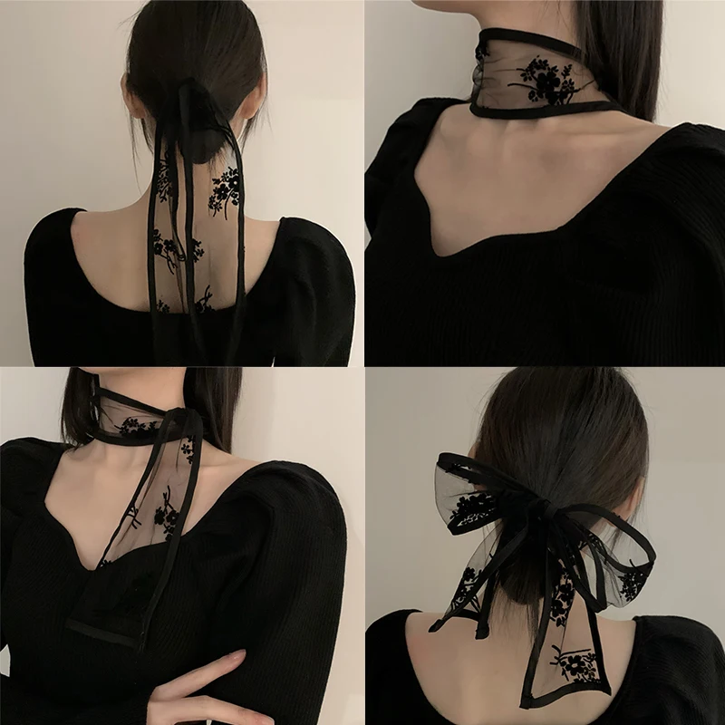 Fashion Retro Lace Flower Print Hair Streamer French Ponytail Holder Multi-use Tassel Hair Bows Hair Band Women Hair Accessories
Fashion Retro Lace Flower Print Hair Streamer French Ponytail Holder Multi-use Tassel Hair Bows Hair Band Women Hair Accessories