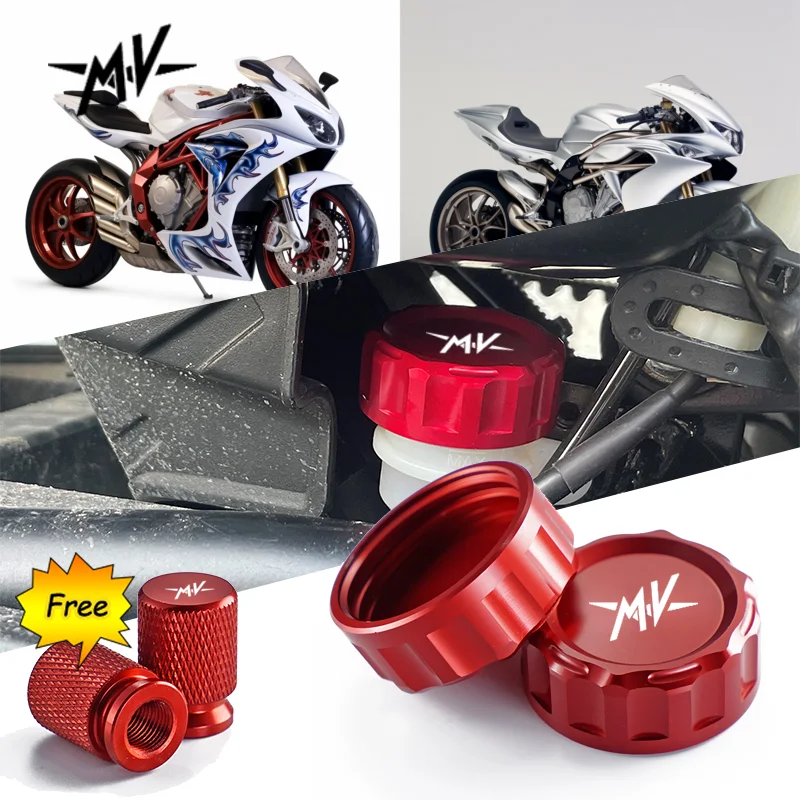 

For MV Agusta 675 800 Brutale 800 1000 Turismo Veloce RC Motorcycle CNC Rear Brake Fluid Cylinder Master Reservoir Cover Cap