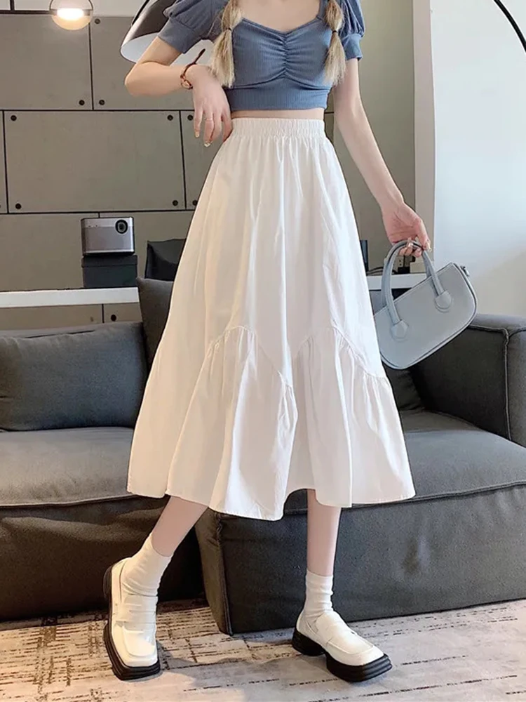 Simple White Midi Skirt Women Preppy Style Fashion A Line Skirt Sweet High Waist Summer Female Design Korean Skirts New
Simple White Midi Skirt Women Preppy Style Fashion A Line Skirt Sweet High Waist Summer Female Design Korean Skirts New