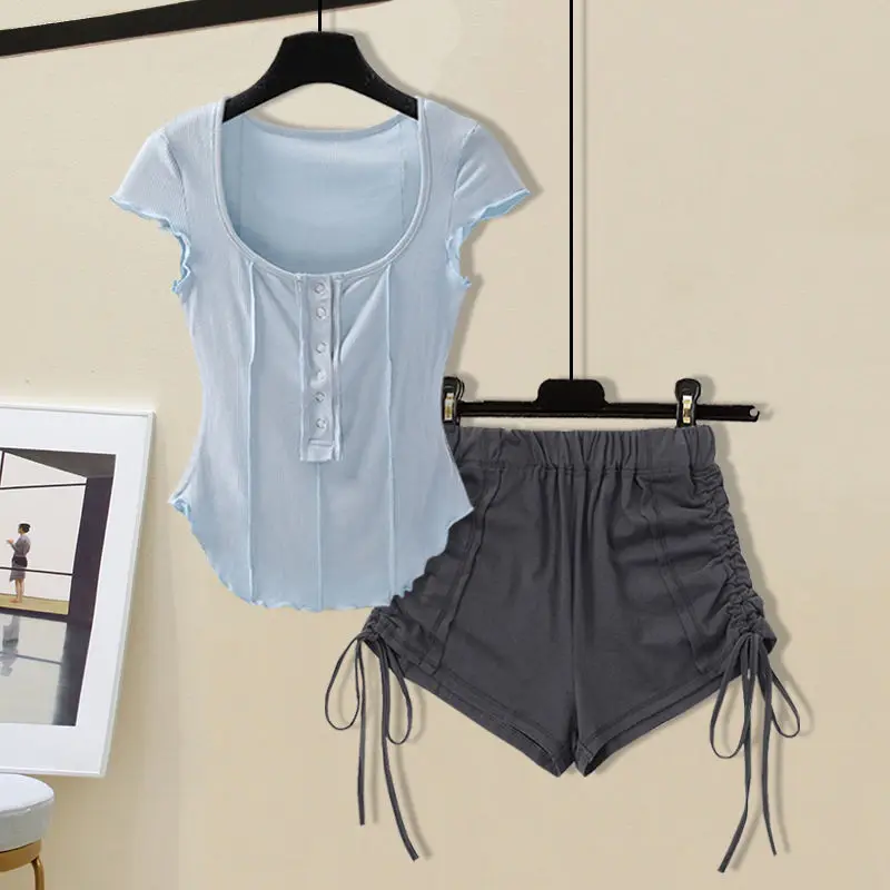 2022 Woman Two Piece Sets Female Outfits Jogger Summer Tops and Shorts Pants Ladies Casual Drawstring Tracksuit Outfits Sets A24
2022 Woman Two Piece Sets Female Outfits Jogger Summer Tops and Shorts Pants Ladies Casual Drawstring Tracksuit Outfits Sets A24