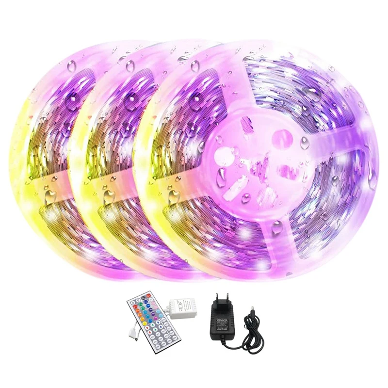 

HOT SALE 15M LED Strips Lights Flexible Lights Multi Color Changing 3528 RGB With 44 Key Remote For Bedroom Decorate