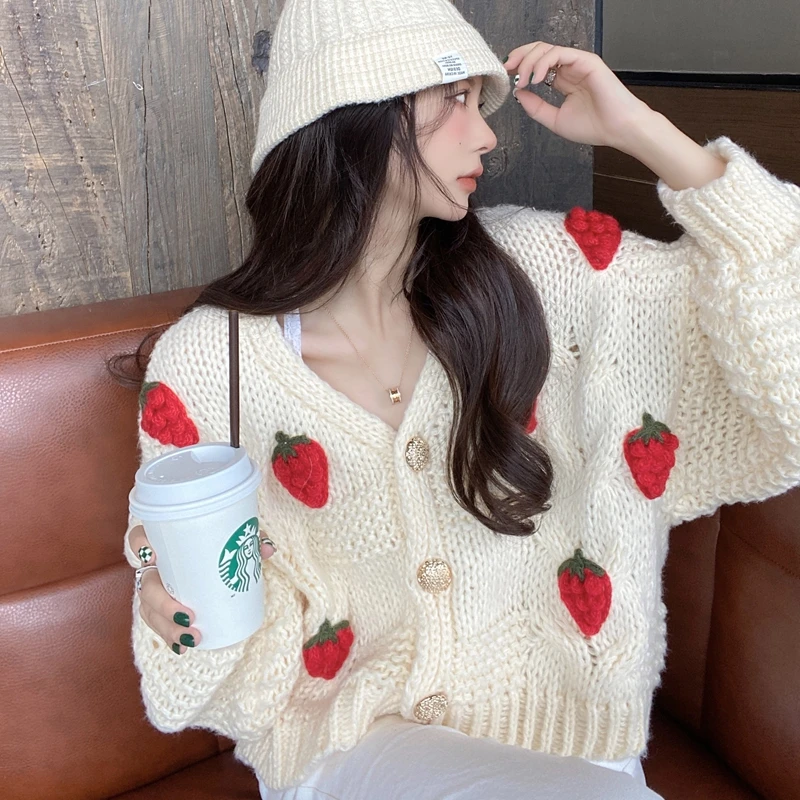 Women's Sweaters Coat Cloth Suétere 2022 Strawberry White Lady Knitting Girl Woman Shirt Women Sweater Cardigan Knit Fall Tops
Women's Sweaters Coat Cloth Suétere 2022 Strawberry White Lady Knitting Girl Woman Shirt Women Sweater Cardigan Knit Fall Tops