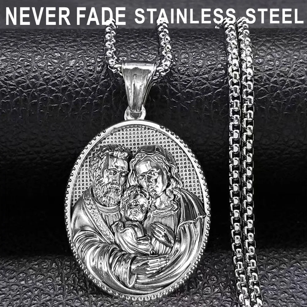 New Virgin Mary and Baby Medallion Necklace for Men Geometric Religious Pendant Stainless Steel Necklace Jewelry Father Gift
New Virgin Mary and Baby Medallion Necklace for Men Geometric Religious Pendant Stainless Steel Necklace Jewelry Father Gift
