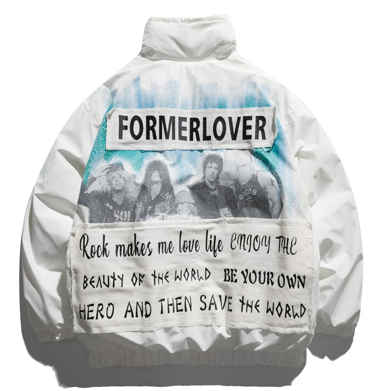 Men American High Street New Parka Letter Patch Cloth Printed Stand Collar Down Coats Causal Loosed Unisex Padded Outwear Winter
Men American High Street New Parka Letter Patch Cloth Printed Stand Collar Down Coats Causal Loosed Unisex Padded Outwear Winter