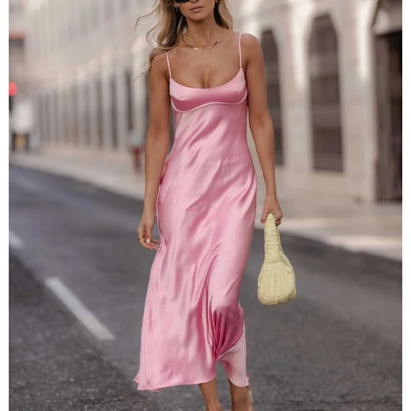 Za Satin Back Open Spaghetti Strap Midi Dress Elegant Sexy Backless A-Line High Waist Pink Hollow Out Female Outfits Women 2022
Za Satin Back Open Spaghetti Strap Midi Dress Elegant Sexy Backless A-Line High Waist Pink Hollow Out Female Outfits Women 2022