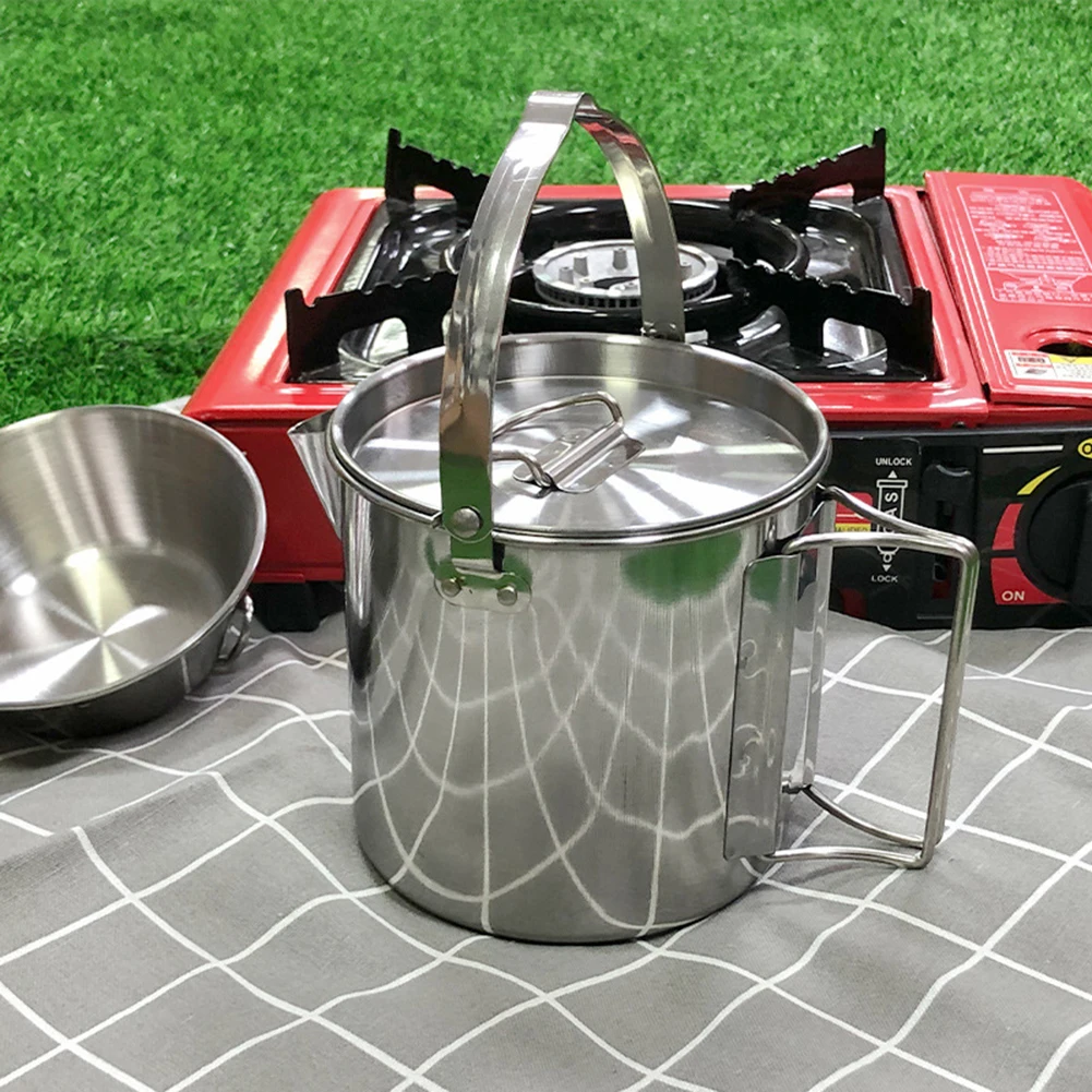 1.2L Outdoor Camping Kettle Stainless Steel Pot Portable Hanging Pot Coffee Pot Teapot Cooker for Backpacking Hiking Picnic Trip
1.2L Outdoor Camping Kettle Stainless Steel Pot Portable Hanging Pot Coffee Pot Teapot Cooker for Backpacking Hiking Picnic Trip
