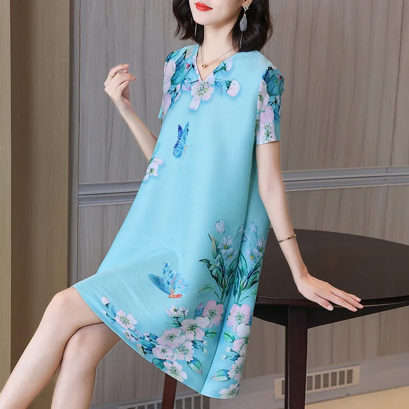 Miyake Pleated Dress for Women 2022 Summer New Printed Temperament Short Sleeve Mother Plump Girls Large Size Women's Clothing
Miyake Pleated Dress for Women 2022 Summer New Printed Temperament Short Sleeve Mother Plump Girls Large Size Women's Clothing