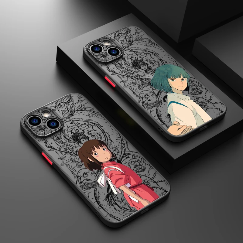 

Anime Spirited Away lover Phone Case For iPhone 14 13 12 11 XS XR Pro MAX 8 7 6 Plus Frosted Translucent Matte Cover