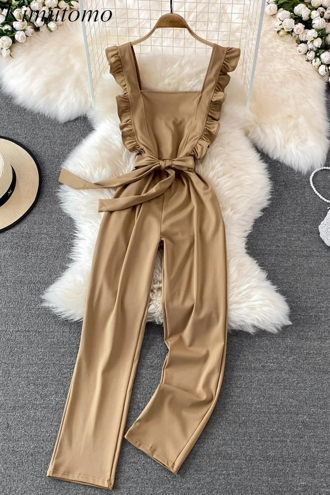 Комбинезон Kimutomo женский однотонный с оборками, шикарный Повседневный ромпер с квадратным воротником, широкими штанинами, с завязкой на тал...
Комбинезон Kimutomo женский однотонный с оборками, шикарный Повседневный ромпер с квадратным воротником, широкими штанинами, с завязкой на тал...