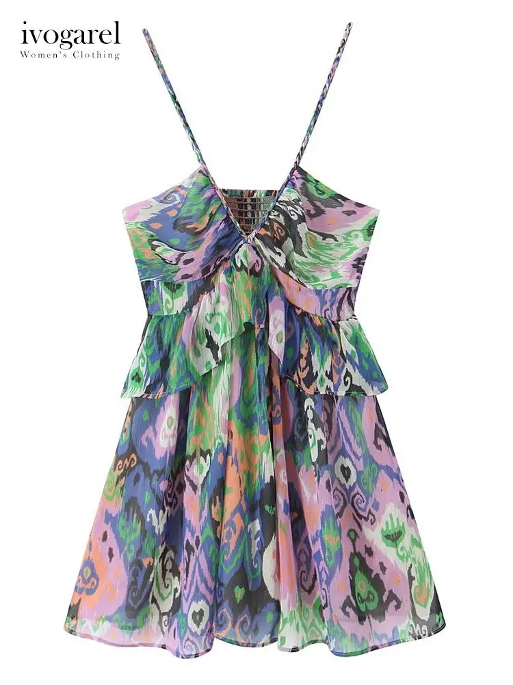 Ivogarel Summer Women's Boho Stylish V-Neck Printed Camisole Dress Elegant Evening Slip Mini Dress for Parties Sensual Occasions
Ivogarel Summer Women's Boho Stylish V-Neck Printed Camisole Dress Elegant Evening Slip Mini Dress for Parties Sensual Occasions