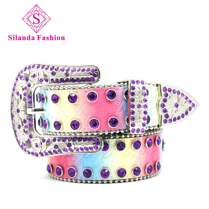 Silanda Fashion Women's Simple Purple Rhinestone Bead Alloy Pin Buckle Jeans Belts Men Hip-hop Punk Waist Band Leather Girdles
Silanda Fashion Women's Simple Purple Rhinestone Bead Alloy Pin Buckle Jeans Belts Men Hip-hop Punk Waist Band Leather Girdles