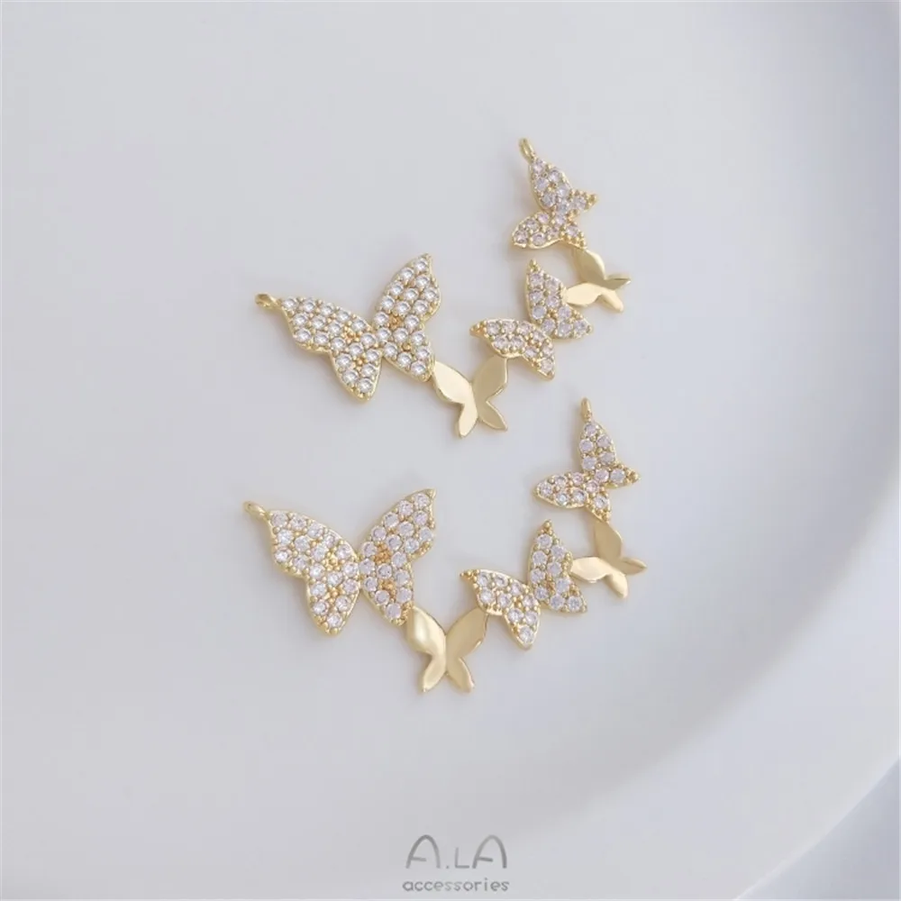 Micro-inlaid zircon 14K gold color four butterfly double hanging pendant DIY clavicle chain pearl necklace pendant
Micro-inlaid zircon 14K gold color four butterfly double hanging pendant DIY clavicle chain pearl necklace pendant