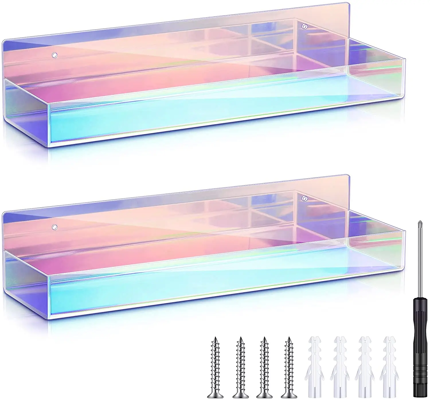 2 Set of Rainbow Acrylic Floating Shelves, Wall Mounted Bookshelf, Invisible Spice Rack, Bathroom Storage Shelves
2 Set of Rainbow Acrylic Floating Shelves, Wall Mounted Bookshelf, Invisible Spice Rack, Bathroom Storage Shelves
