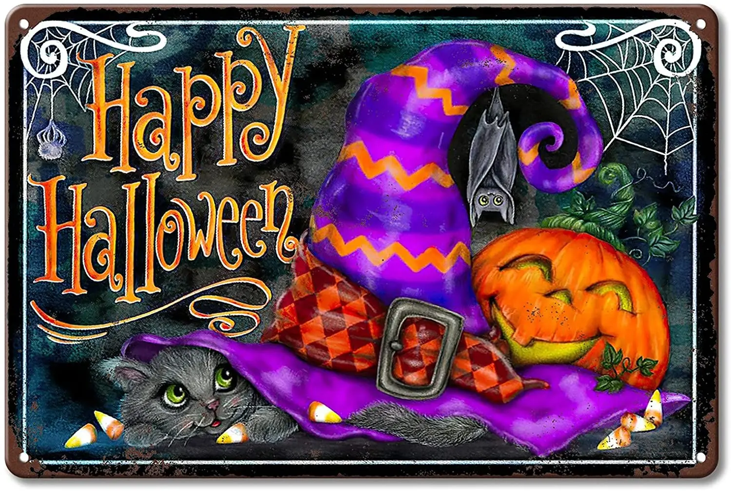 Happy Halloween Pumpkin Tin Sign Witch Hat Wall Decor Metal Tin Sign Vintage Iron Paintings Metal Wall Art
Happy Halloween Pumpkin Tin Sign Witch Hat Wall Decor Metal Tin Sign Vintage Iron Paintings Metal Wall Art