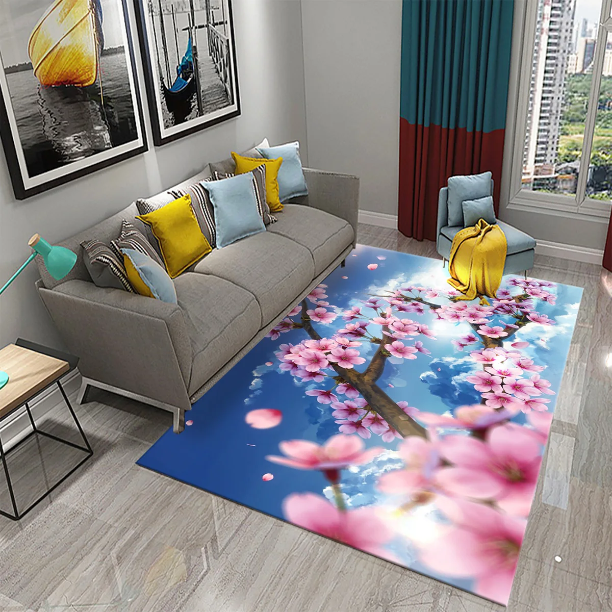 Ковер с цветами вишни, впитывающий нескользящий напольный ковер с розовыми цветами и птицами, для гостиной, ванной, спальни, кухни 
Ковер с цветами вишни, впитывающий нескользящий напольный ковер с розовыми цветами и птицами, для гостиной, ванной, спальни, кухни