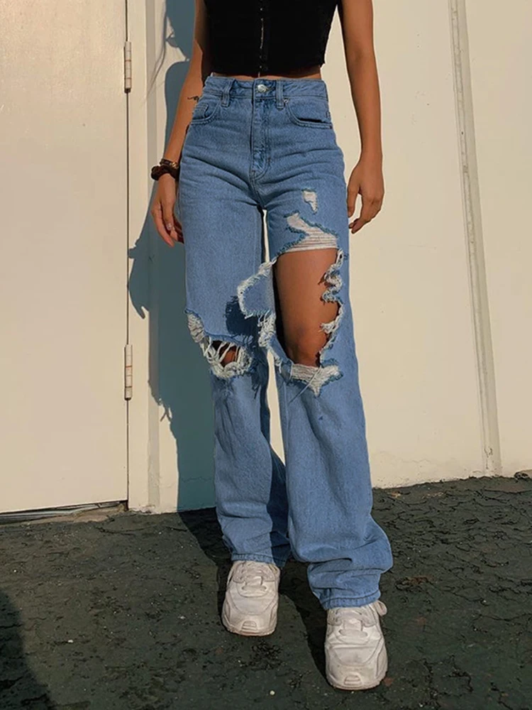 Sifreyr Fashion Ripped Y2K Jeans Woman High Waist Washed Blue Casual Denim Wide Leg Pants Harajuku Streetwear Cotton Baggy Jeans 
Sifreyr Fashion Ripped Y2K Jeans Woman High Waist Washed Blue Casual Denim Wide Leg Pants Harajuku Streetwear Cotton Baggy Jeans
