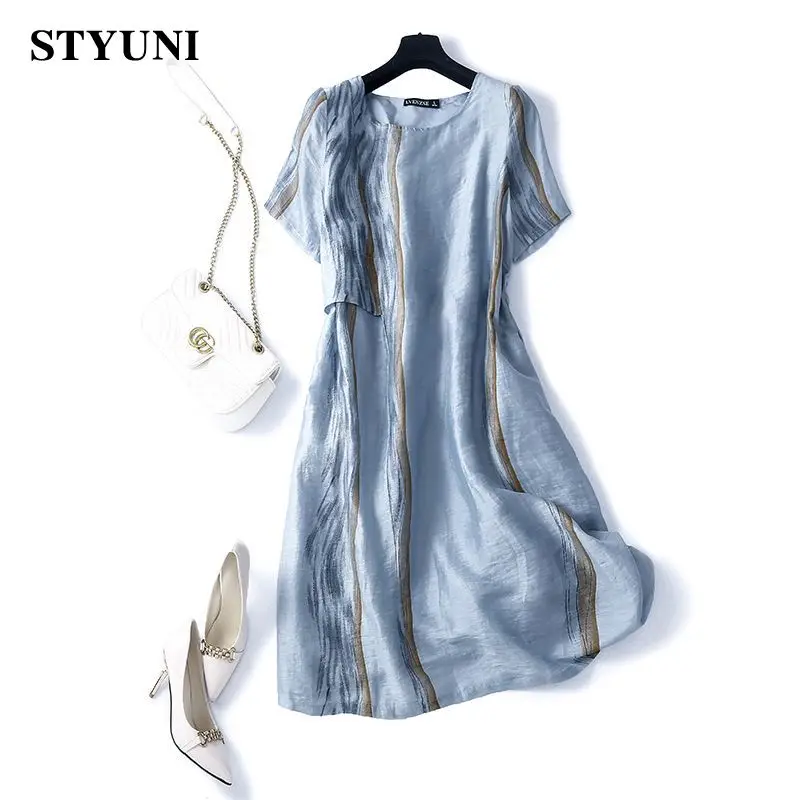 Striped Paisley Printing Cotton Linen Round-Neck Lace Up Women's Dress Short Sleeve Elegant A-Line Mid-Calf Dresses For Women
Striped Paisley Printing Cotton Linen Round-Neck Lace Up Women's Dress Short Sleeve Elegant A-Line Mid-Calf Dresses For Women