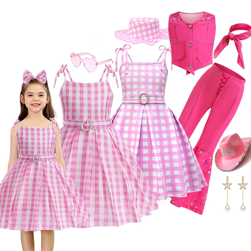 2023 Hot Movie Barbi Girls Princess Dress Kids Costume Cosplay Clothes Children Pink Plaid Halloween Party Carnival Party Wear
2023 Hot Movie Barbi Girls Princess Dress Kids Costume Cosplay Clothes Children Pink Plaid Halloween Party Carnival Party Wear